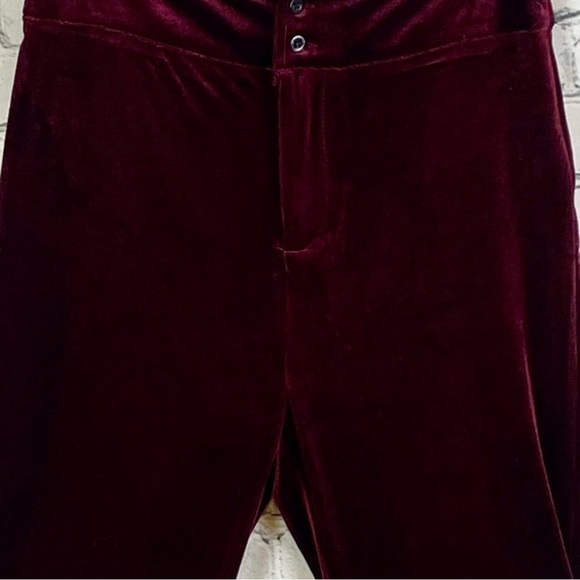 Preself Burgandy Velvet Super Wide Bell Bottom Pants - Picture 2 of 2